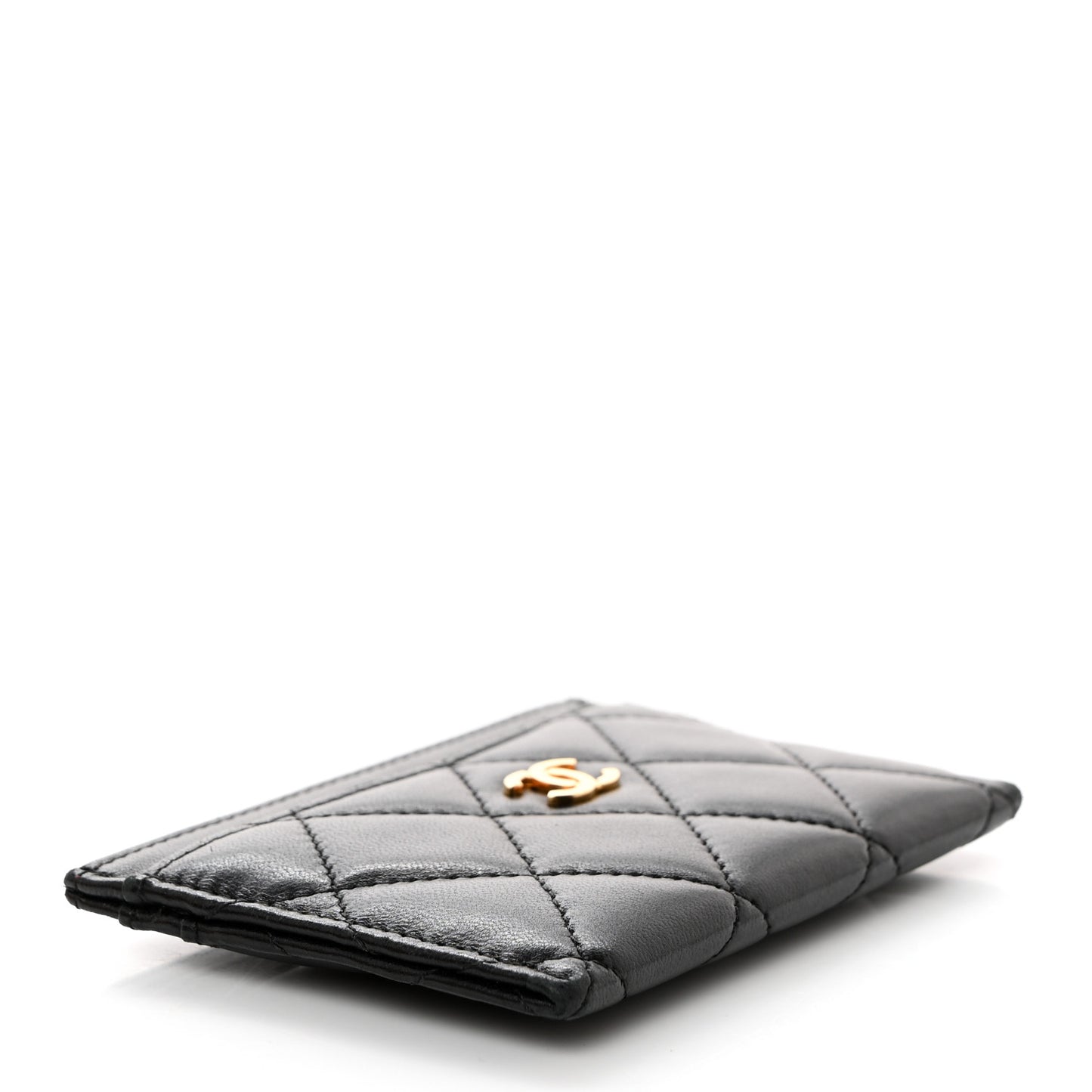 Lambskin Quilted Card Holder Black