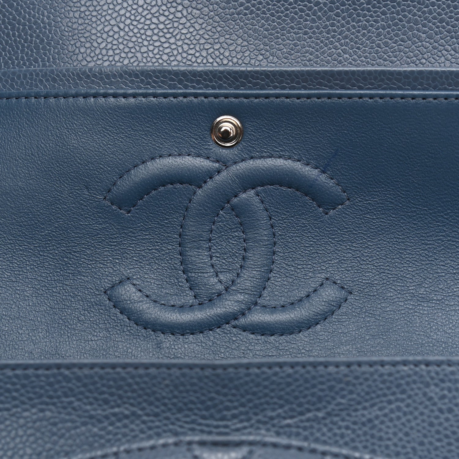 Chanel Caviar Quilted Medium Double Flap Blue 20 of 23