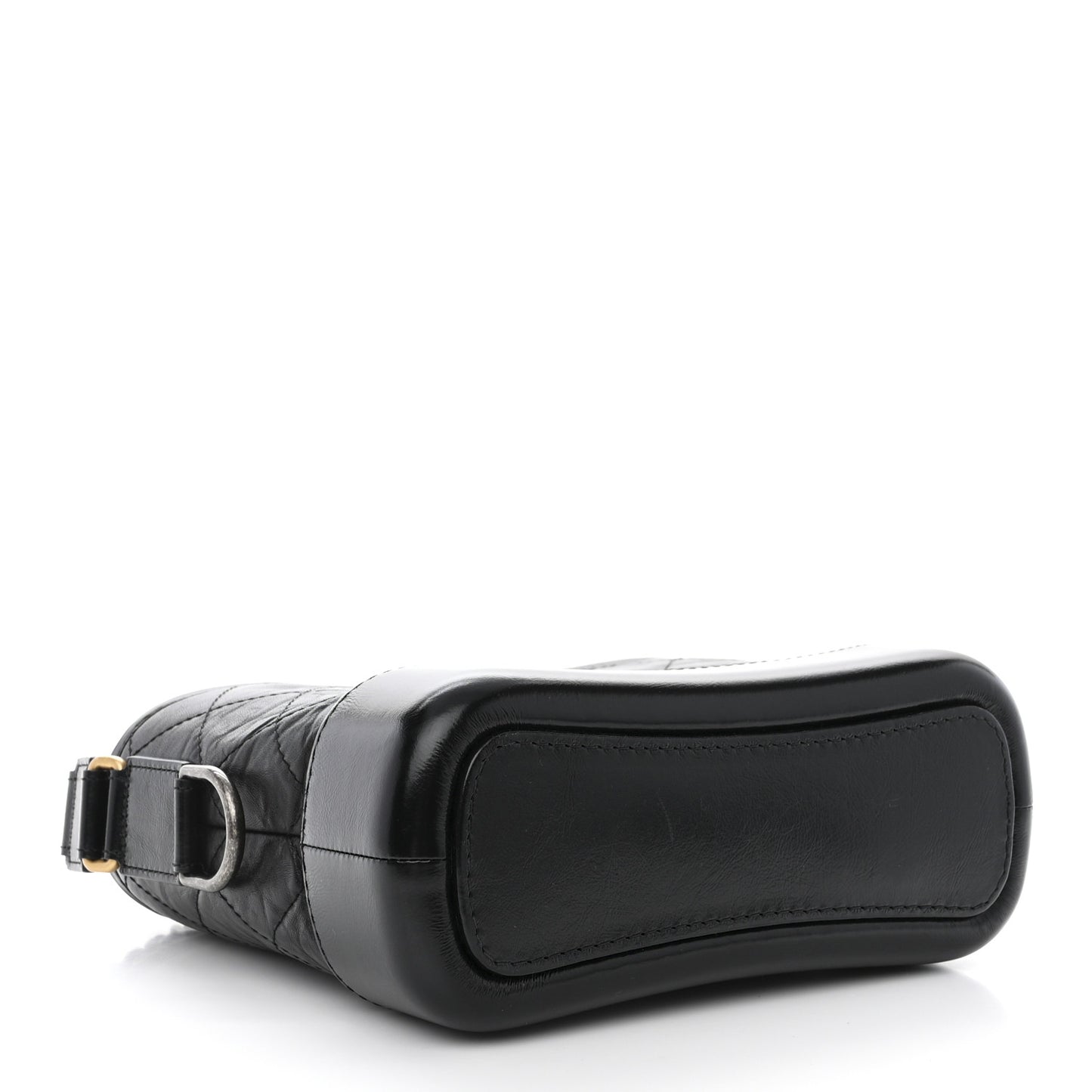 Aged Calfskin Quilted Small Gabrielle Hobo Black
