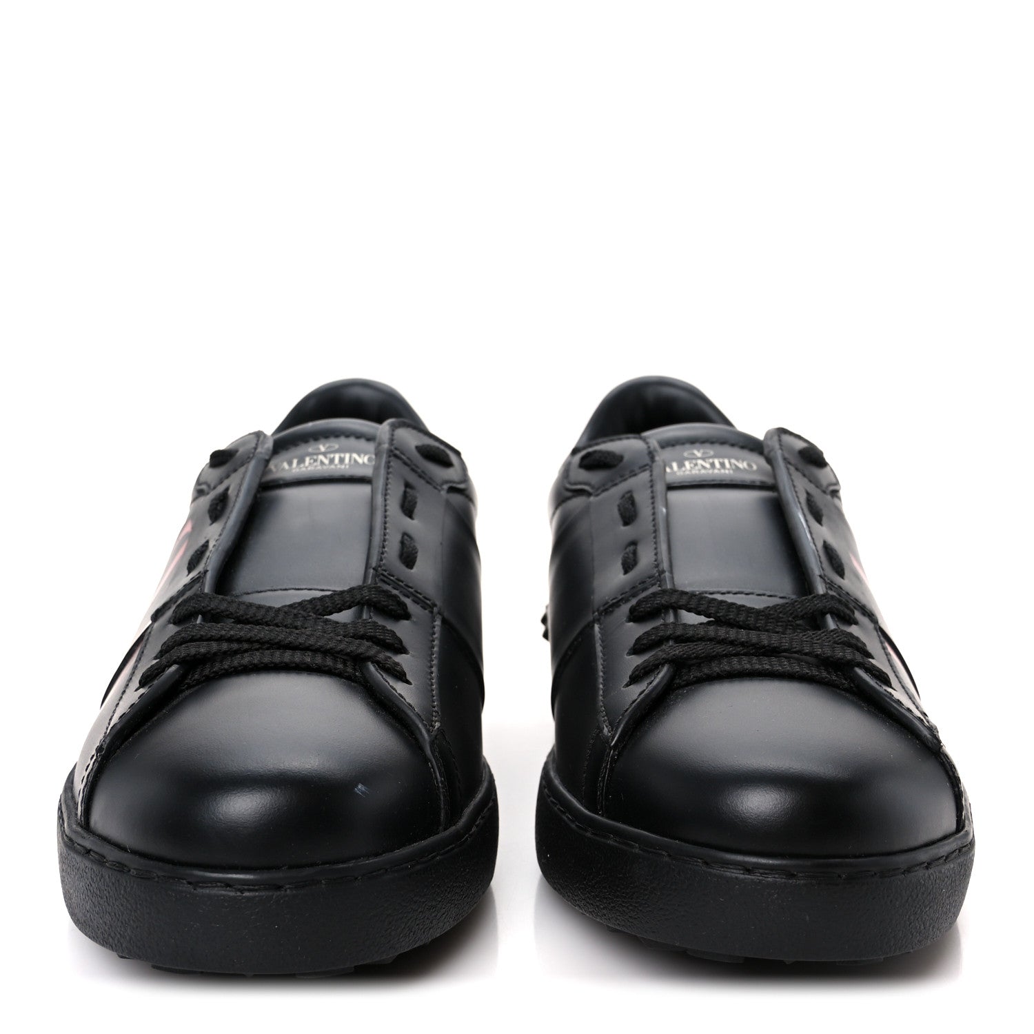 Valentino Garavani Calfskin Mens Rockstud VLTN Open Sneakers 41 Black Red 3 of 9