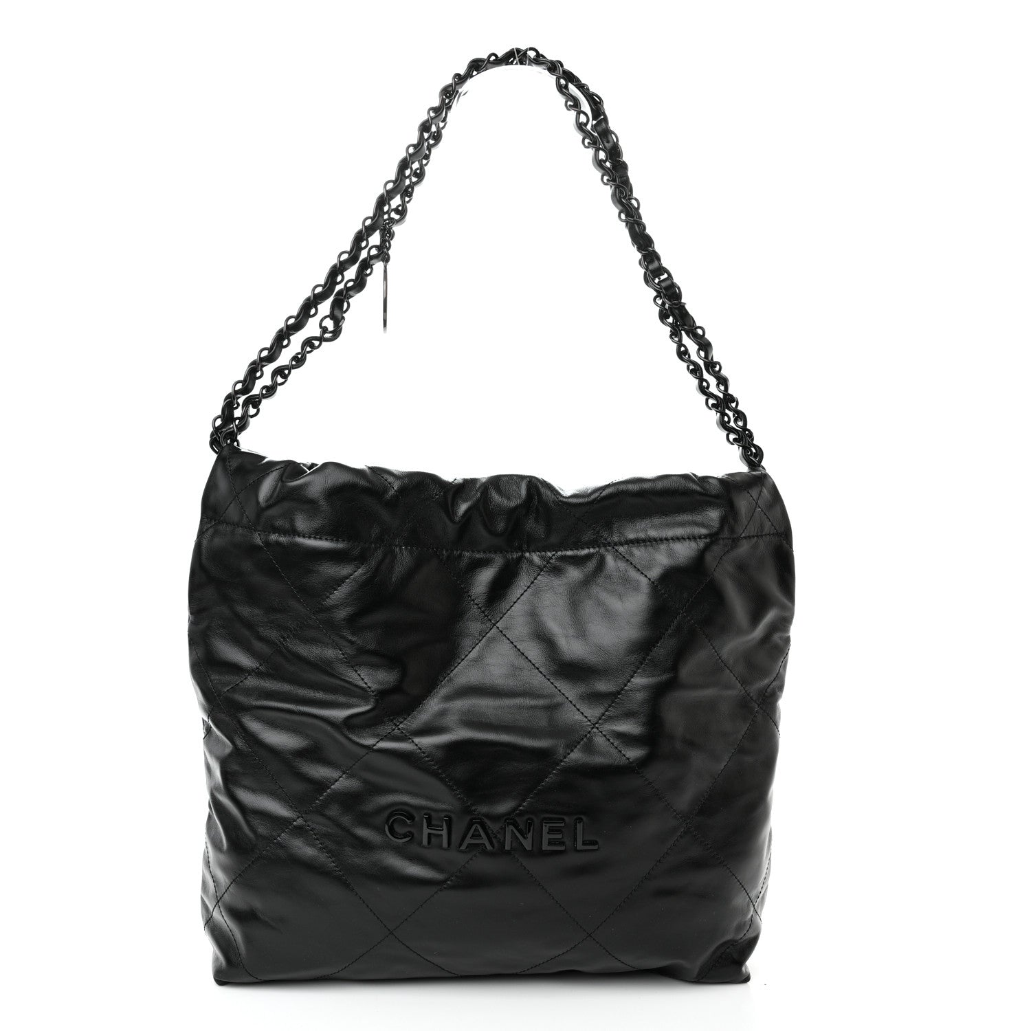 Chanel Shiny Calfskin Quilted Small Chanel 22 So Black 3 of 11