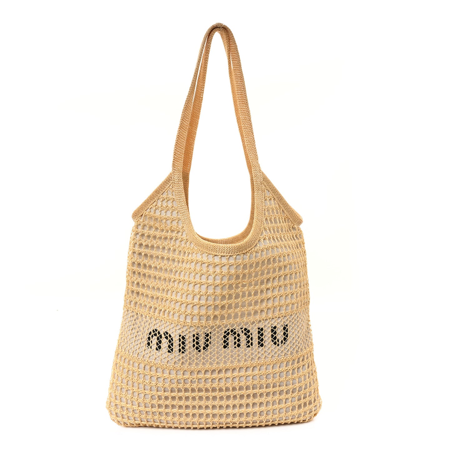 Raffia Effect Linen Logo Ivy Bag Natural