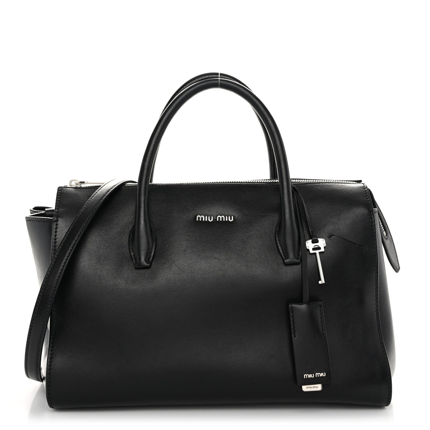 Miu Miu Soft Calfskin Top Handle Satchel Black 1 of 12