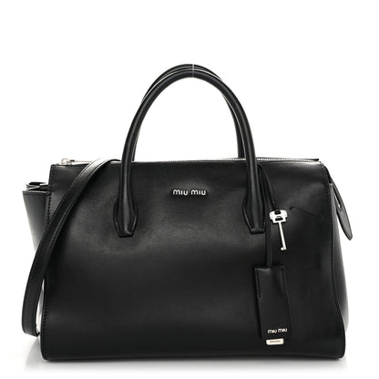 Miu Miu Soft Calfskin Top Handle Satchel Black 1 of 12