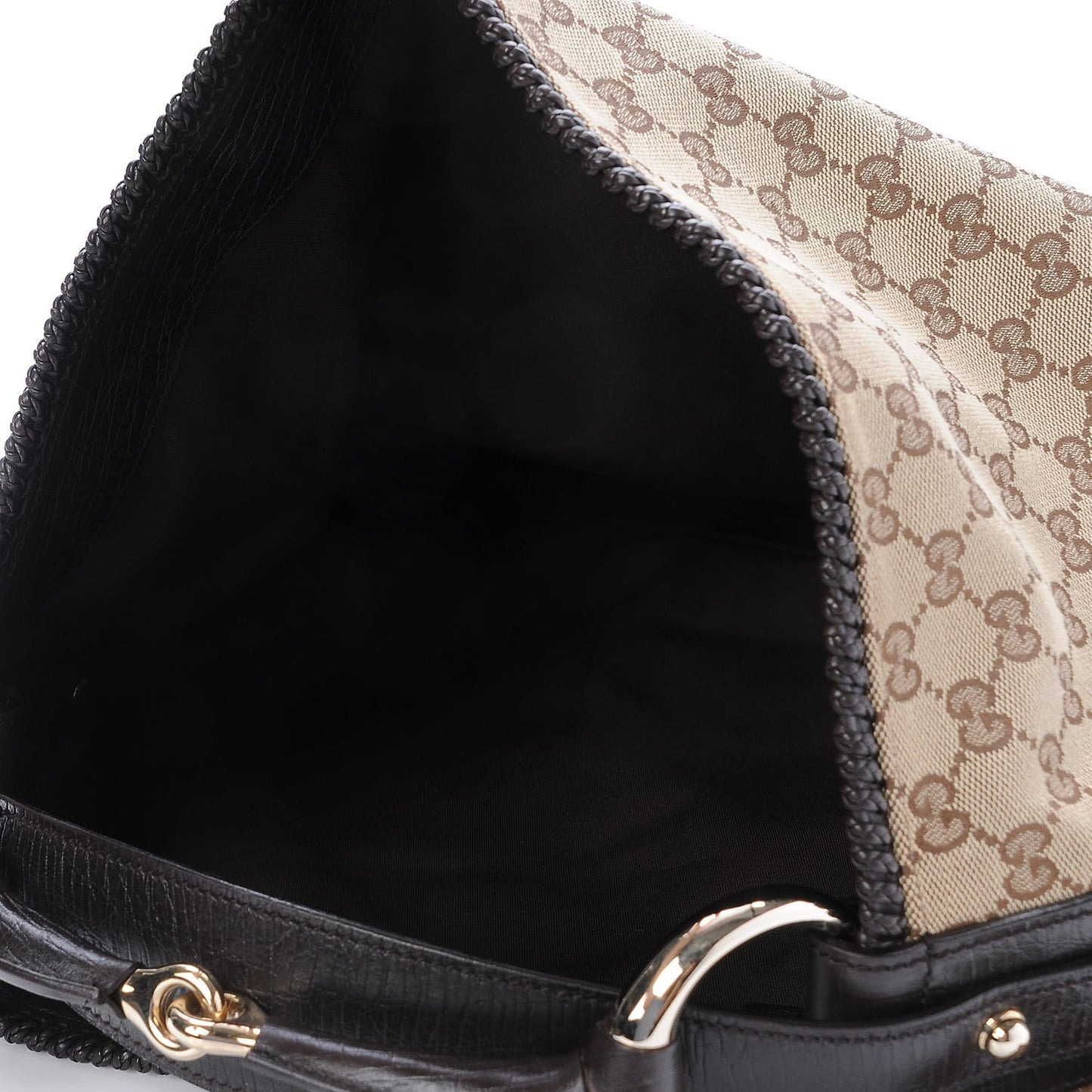 Monogram Large Horsebit Chain Hobo Dark Brown