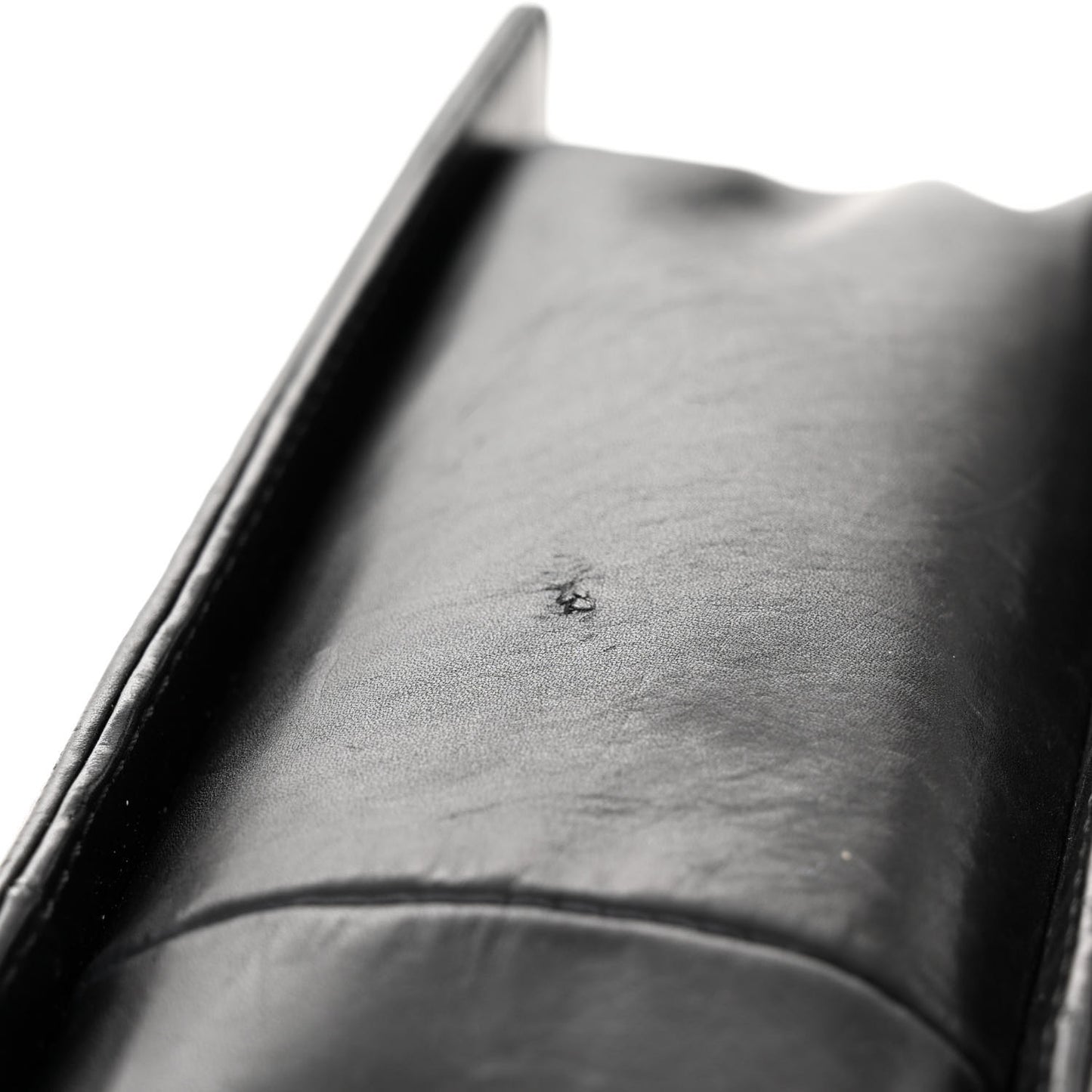 Glazed Calfskin Large Boy Flap Black