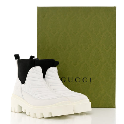 Gucci Calfskin Nappa Matelasse Frances Chelsea Boots 35 Great White Black 12 of 12