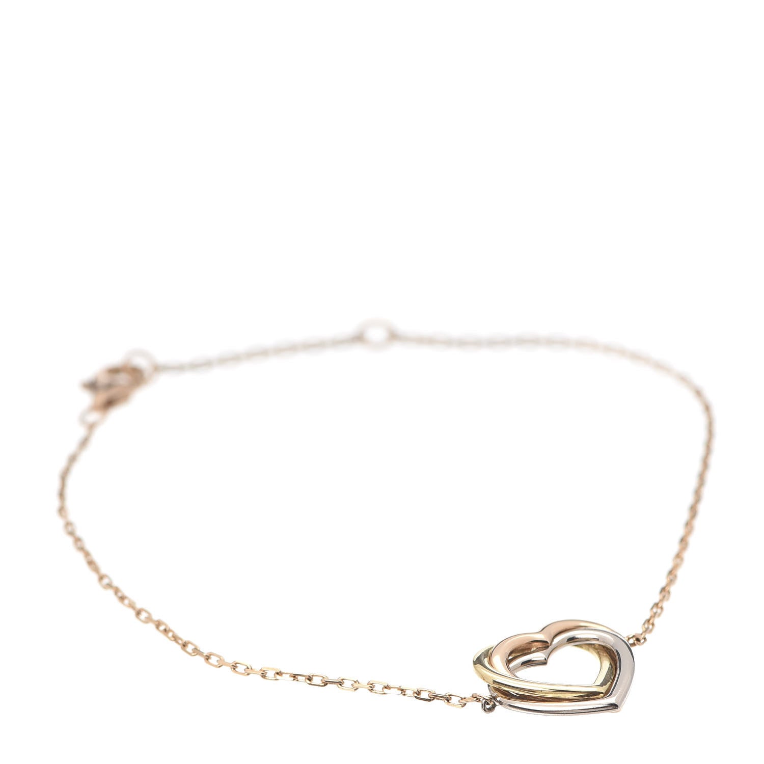 Cartier 18K Pink Yellow White Gold Trinity Heart Bracelet 1 of 6