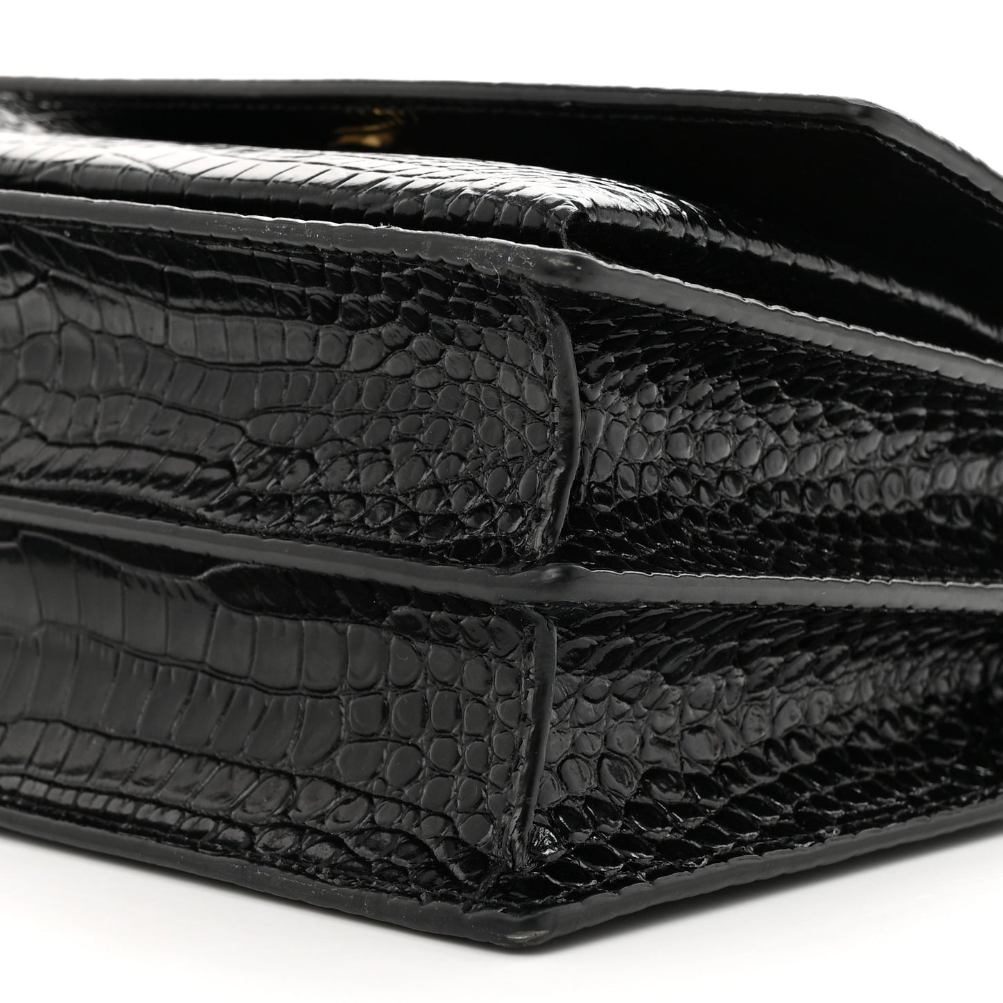 Calfskin Crocodile Embossed Medium Monogram Sunset Black