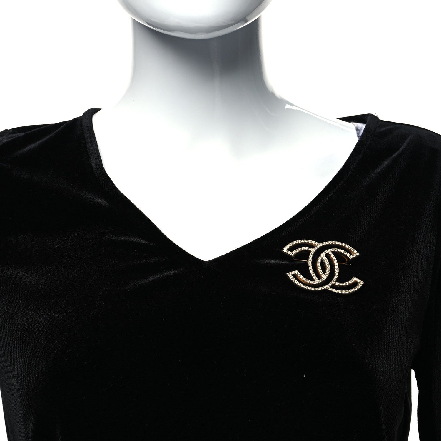 Chanel Crystal CC Brooch Light Gold 2 of 4