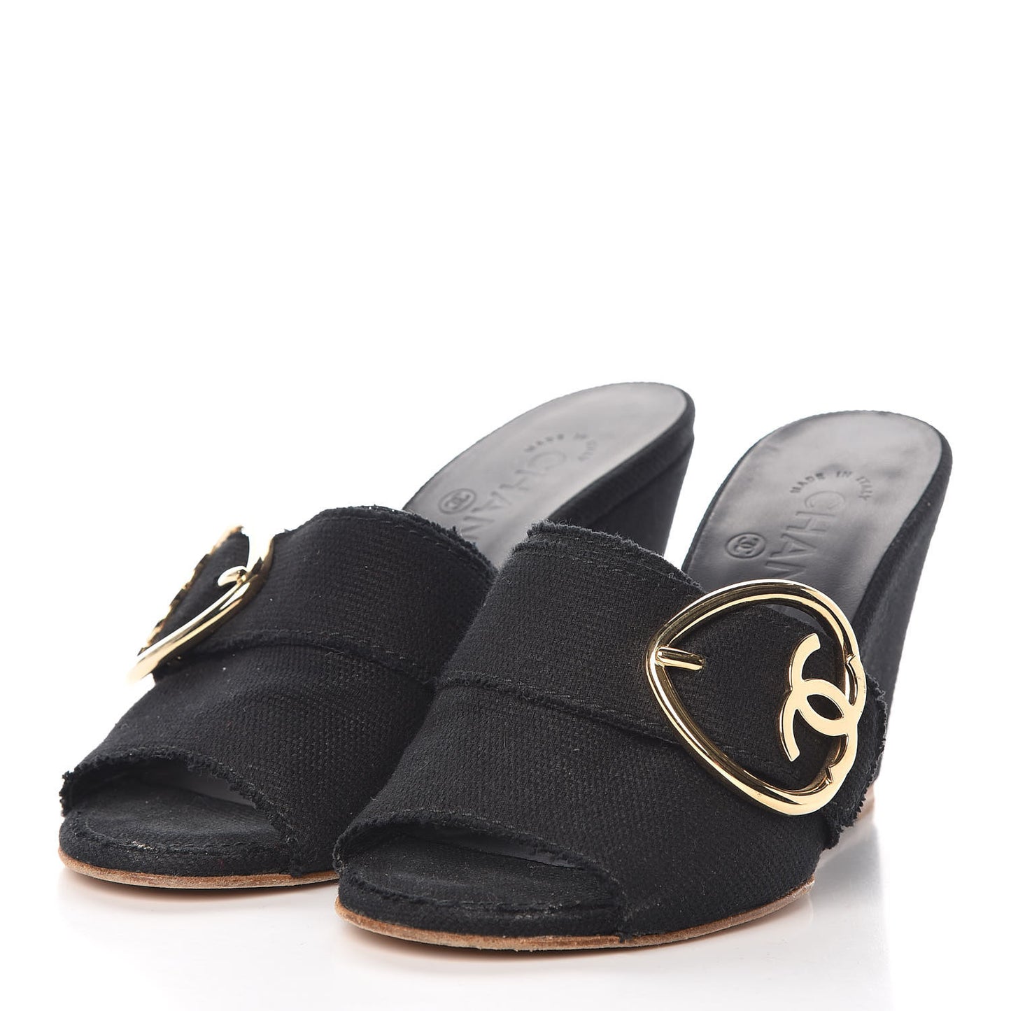 Canvas Heart CC Wedge Sandals 37 Black