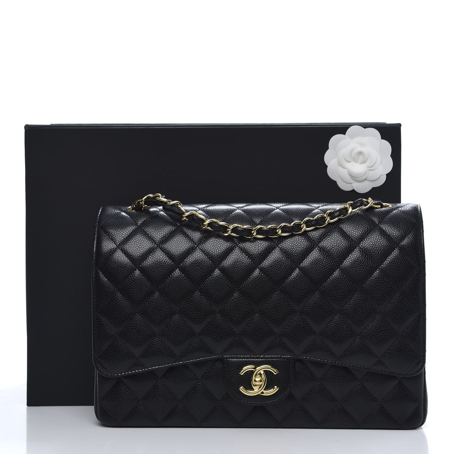 Caviar Quilted Maxi Double Flap Black