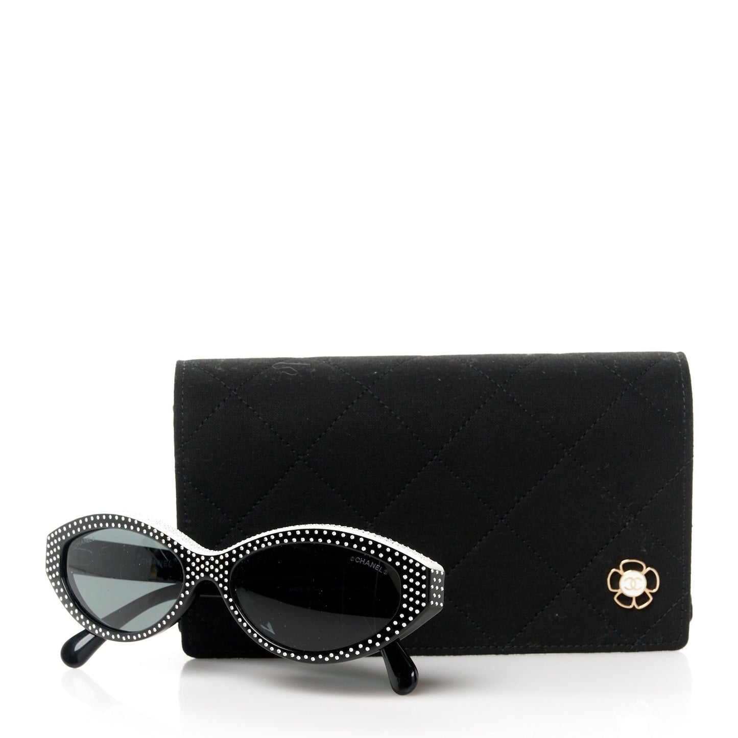 Acetate Strass Oval Sunglasses A71509 Black