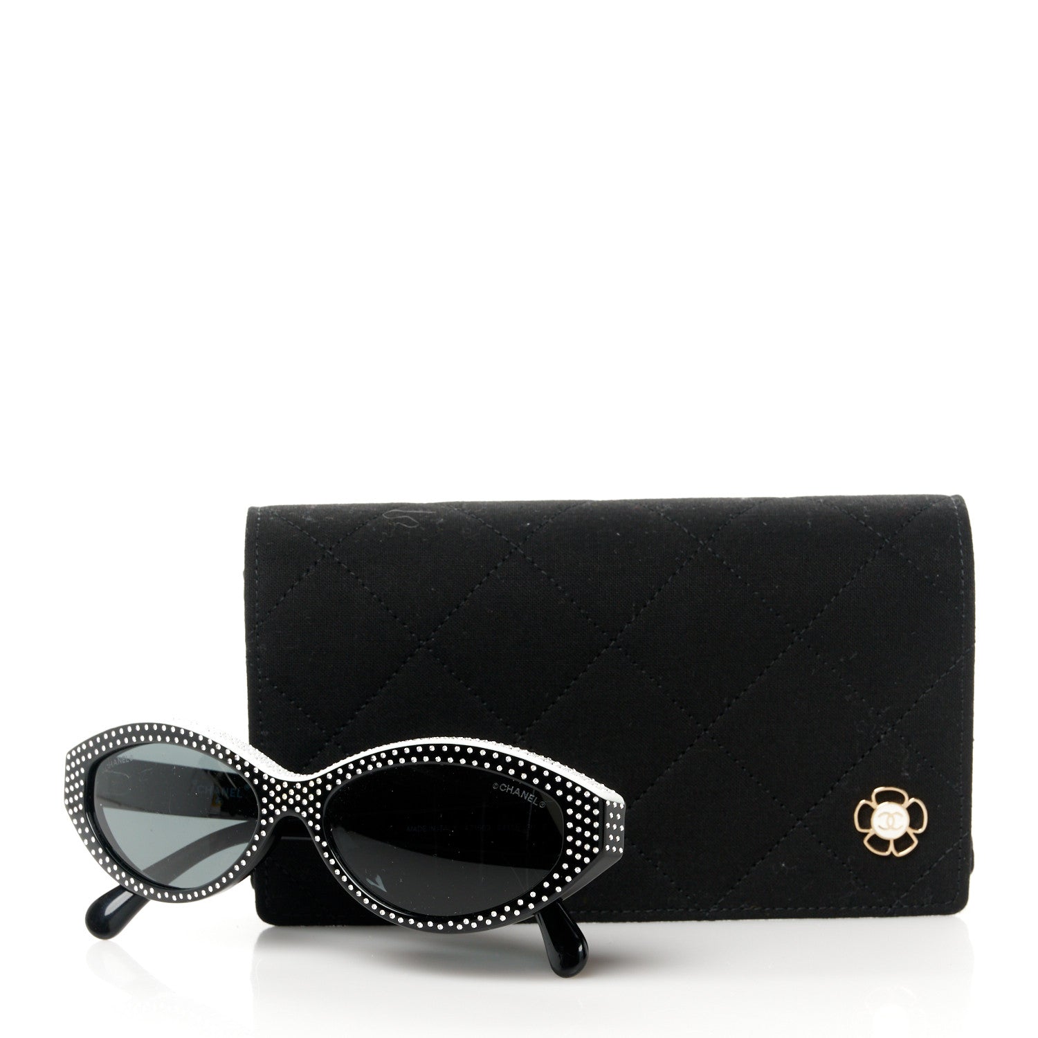 Chanel Acetate Strass Oval Sunglasses A71509 Black 8 of 8