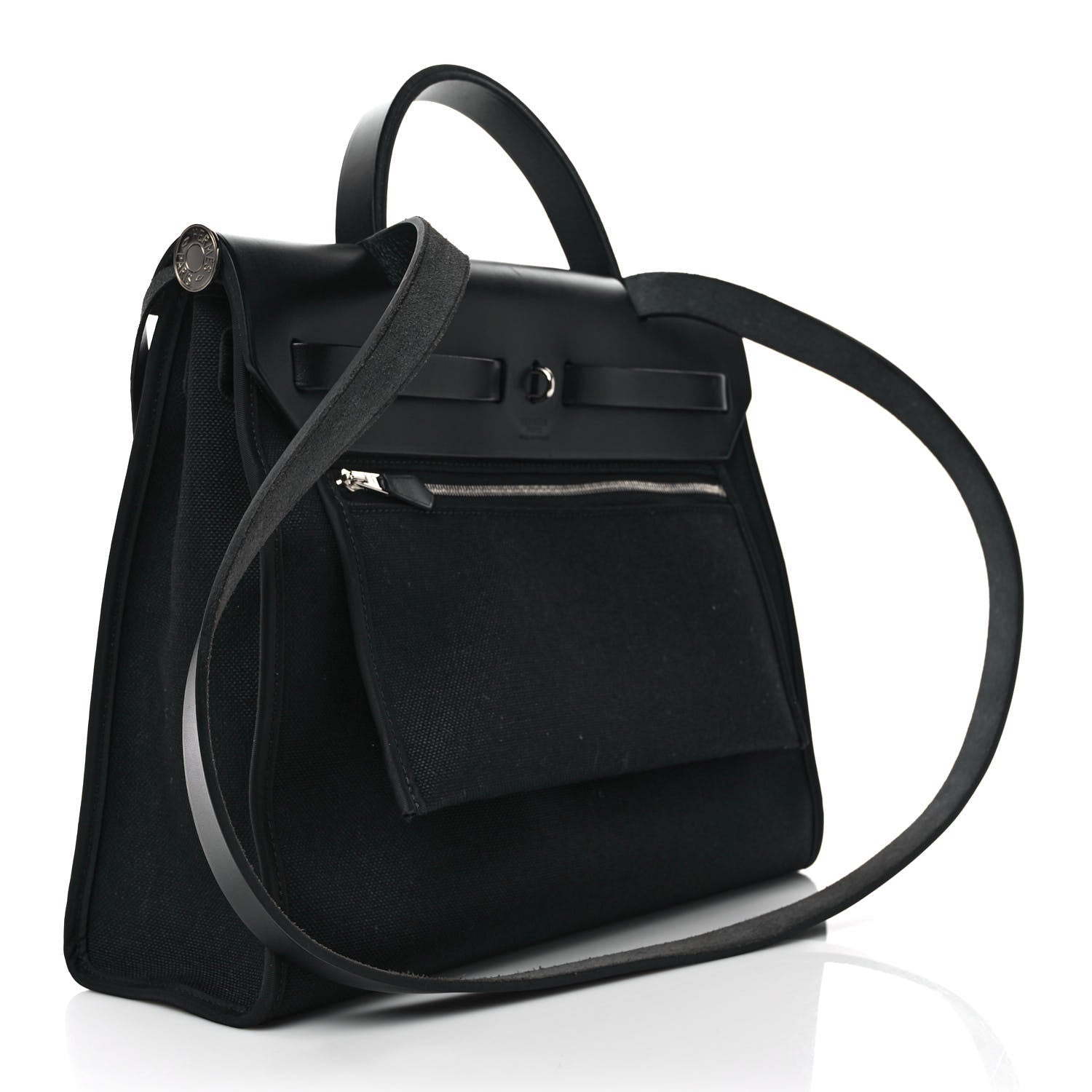 Hermes Military Toile Vache Hunter Herbag Zip PM 31 Black 3 of 8