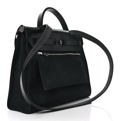 Hermes Military Toile Vache Hunter Herbag Zip PM 31 Black 3 of 8
