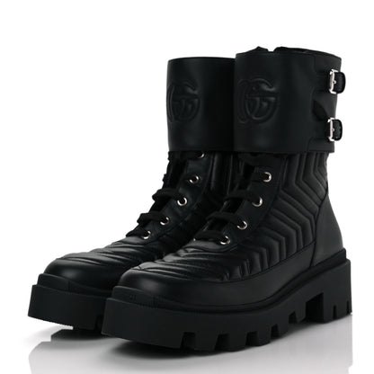 Gucci Nappa Frances GG Matelasse Platform Combat Boots 39 Black 3 of 7
