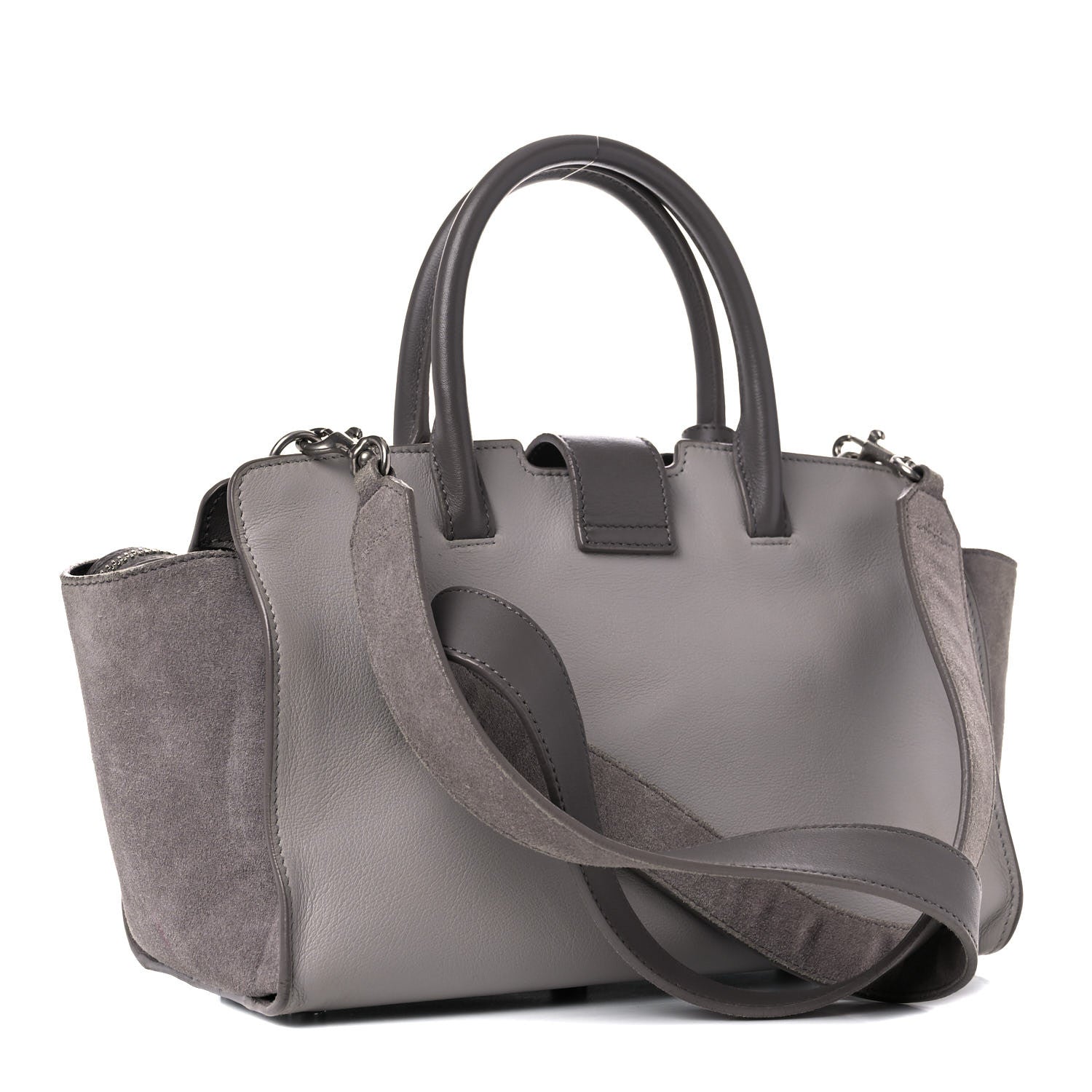 Saint Laurent Calfskin Suede Baby Monogram Downtown Cabas Grey 3 of 16