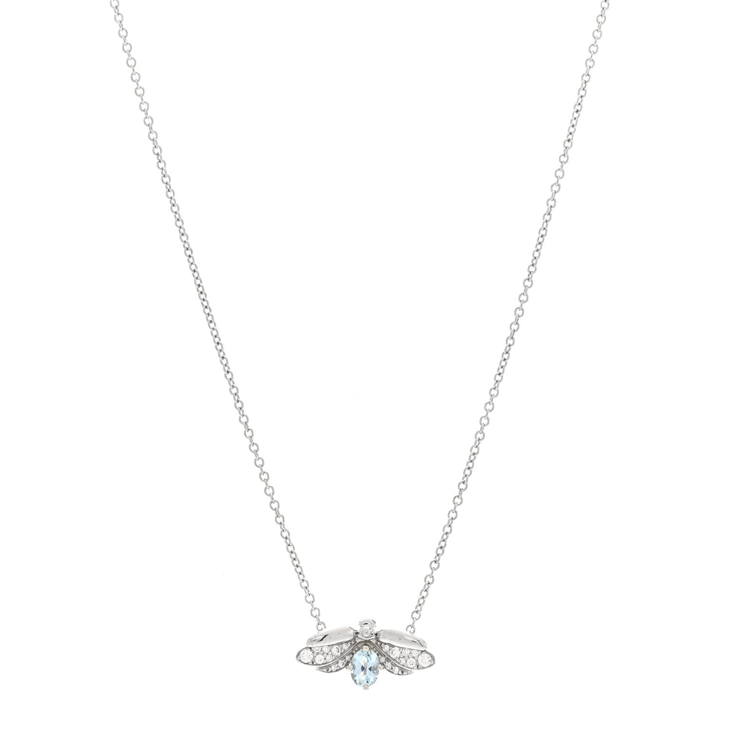 Tiffany Platinum Diamond Aquamarine Paper Flowers Firefly Pendant Necklace 1 of 5