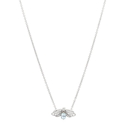 Tiffany Platinum Diamond Aquamarine Paper Flowers Firefly Pendant Necklace 1 of 5