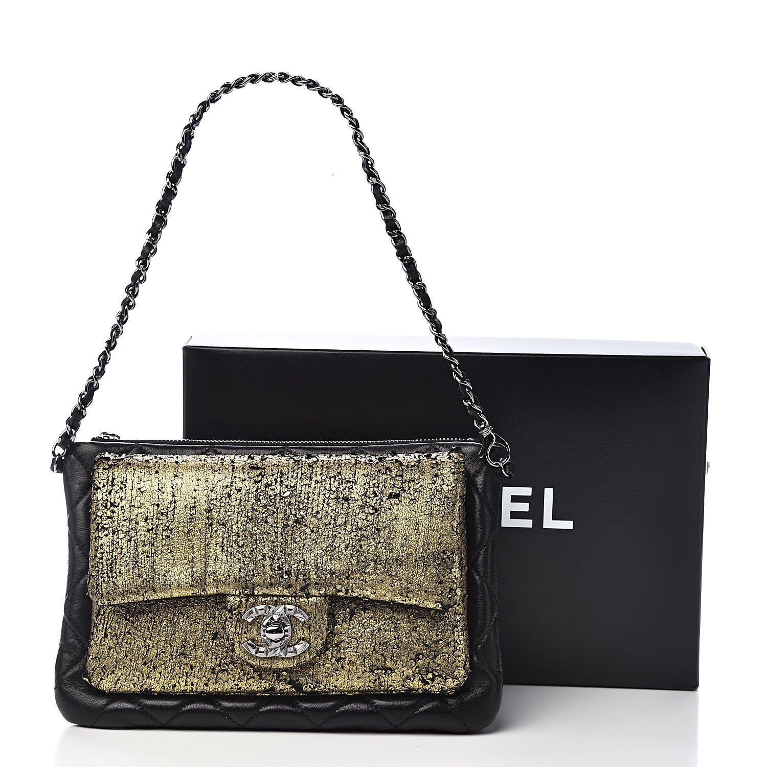 Chanel Lambskin Mineral Nights Wristlet Gold Black 11 of 11