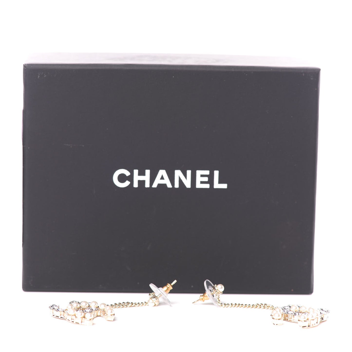 Crystal Pearl Dazzling Domino Drop Earrings Matte Gold