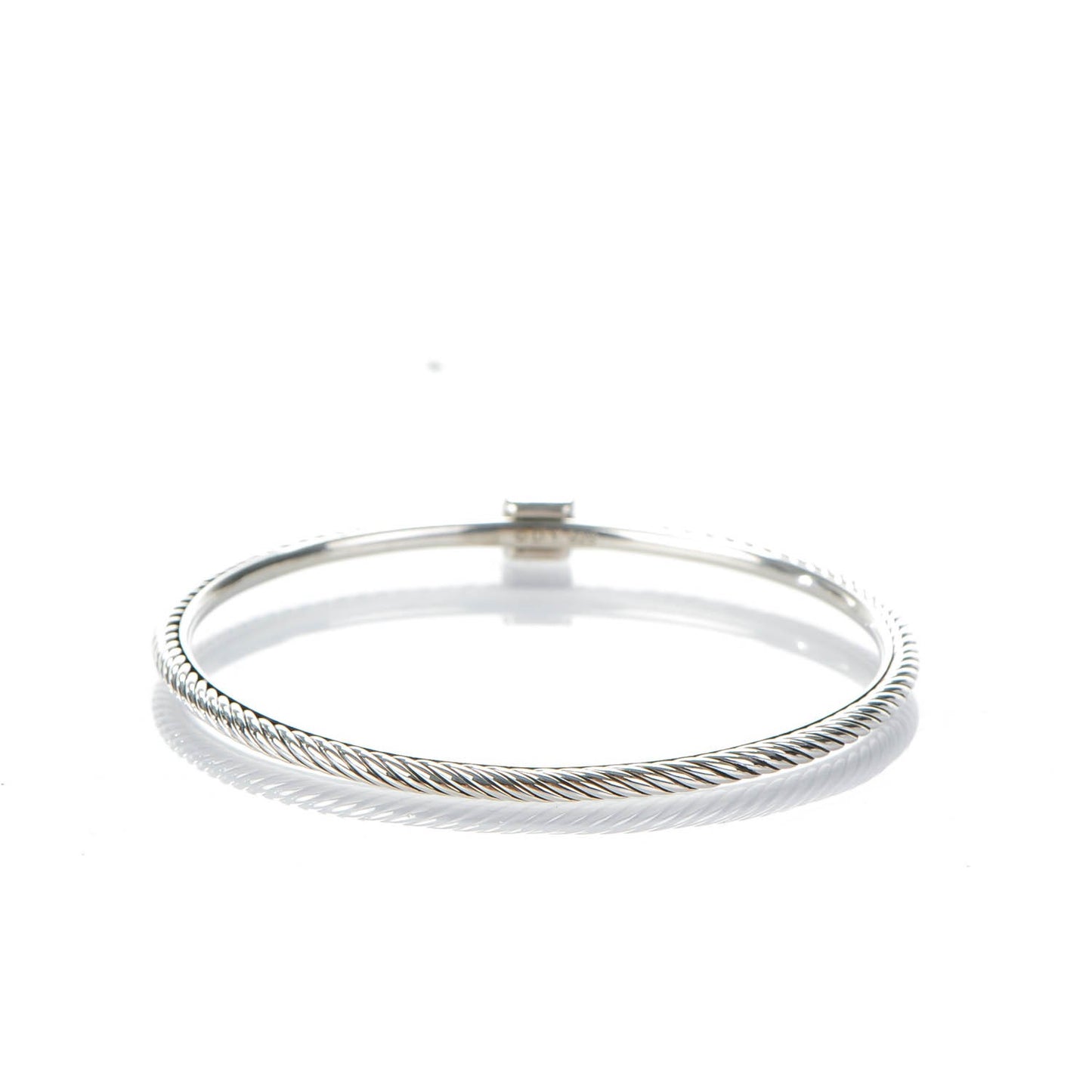 Sterling Silver Pave Diamond 3mm Cable Wire Bangle
