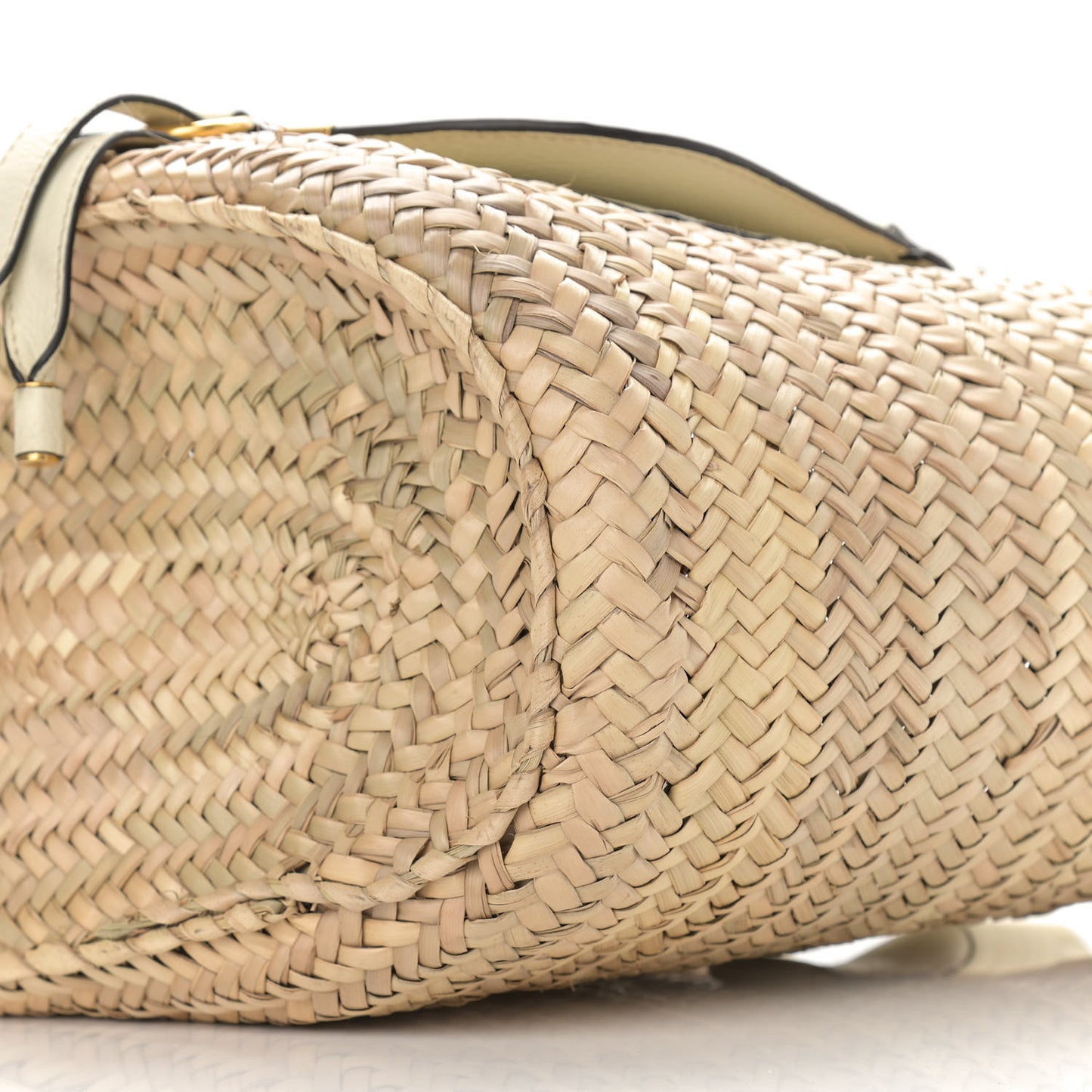 Raffia Small Grain Calfskin Medium Marcie Basket White