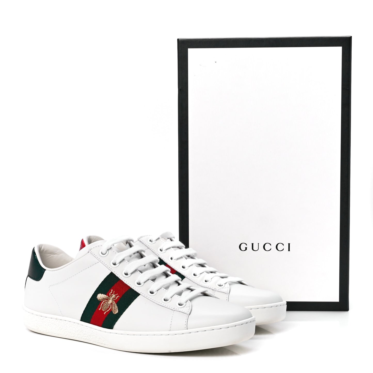 Calfskin Ayers Bee Embroidered Womens Ace Sneakers 38 White Green