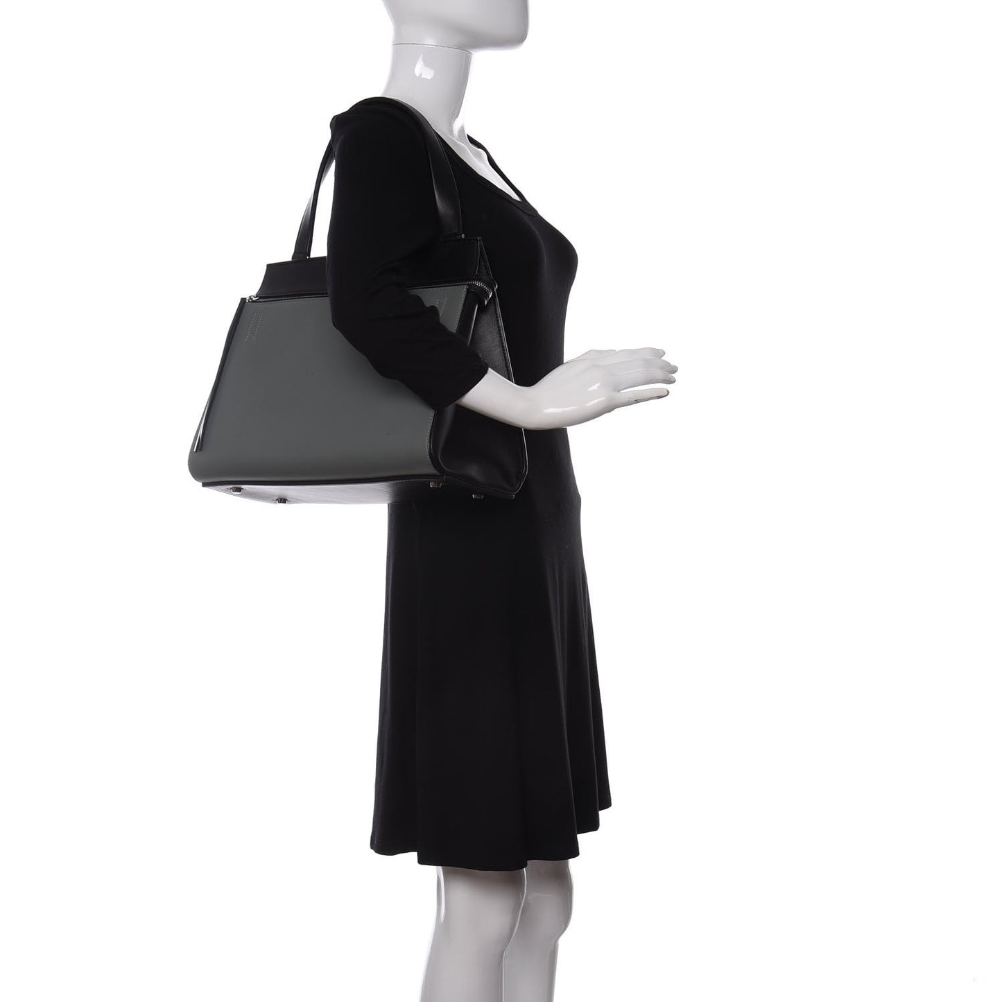 Calfskin Medium Bi-Color Edge Shoulder Bag Almond