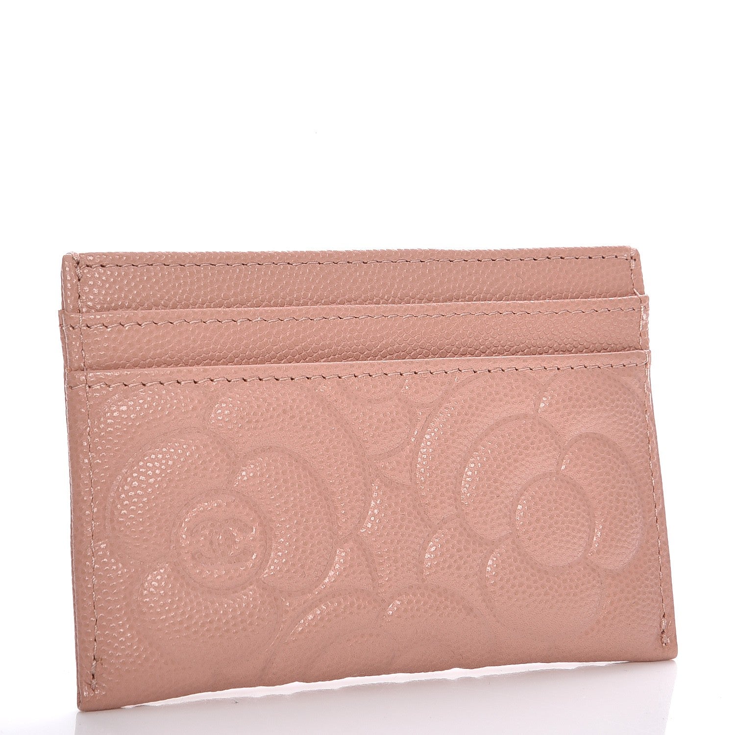 Chanel Caviar Camellia Embossed Card Holder Pink 3 of 9
