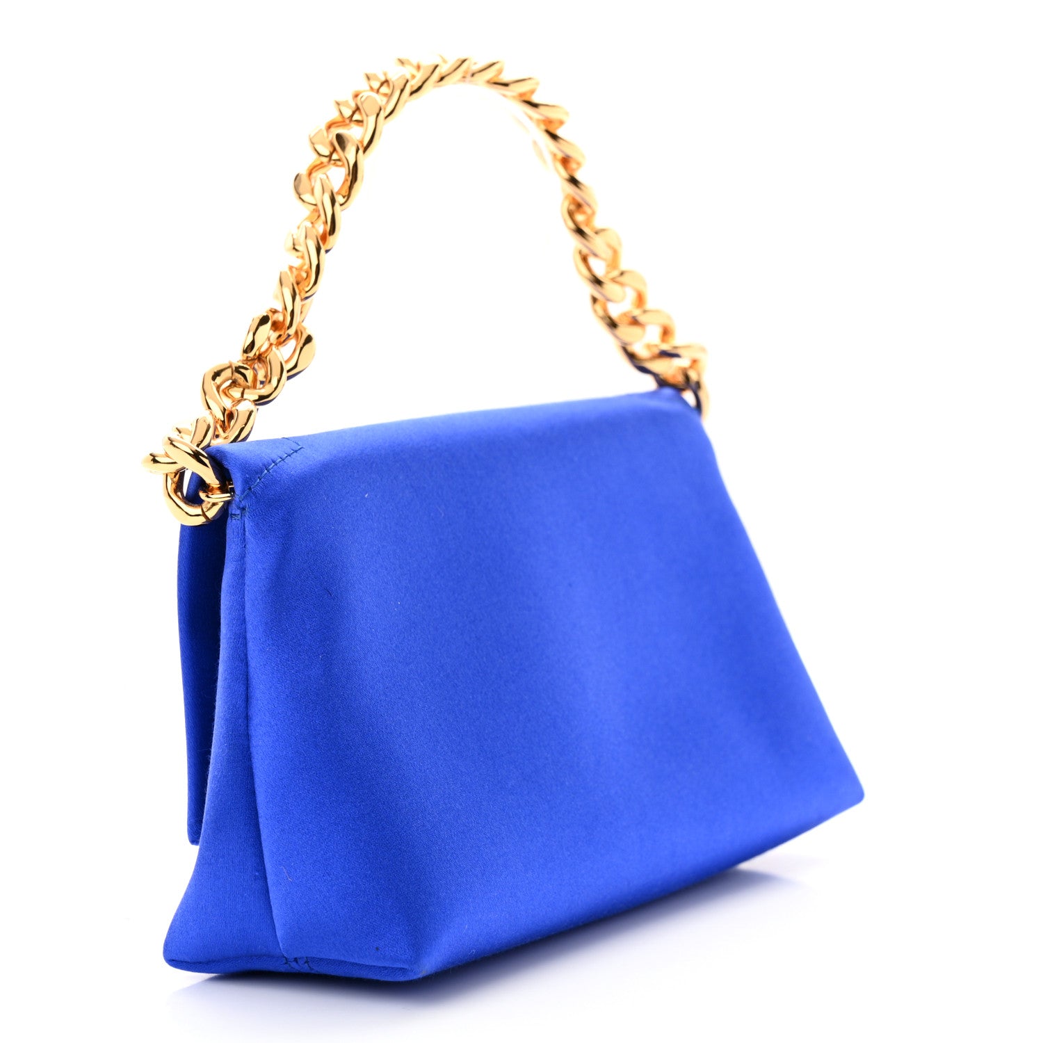 Tom Ford Satin Mini Label Chain Shoulder Bag Electric Blue 3 of 10