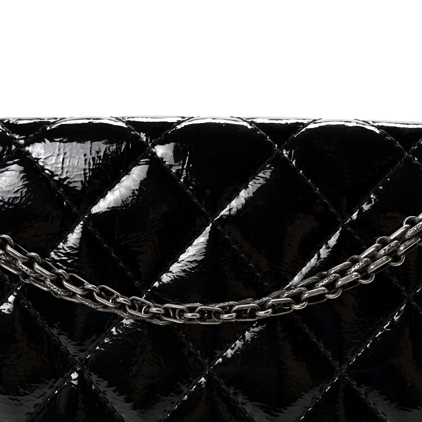 Distressed Patent Quilted 2.55 Reissue 227 Flap Black