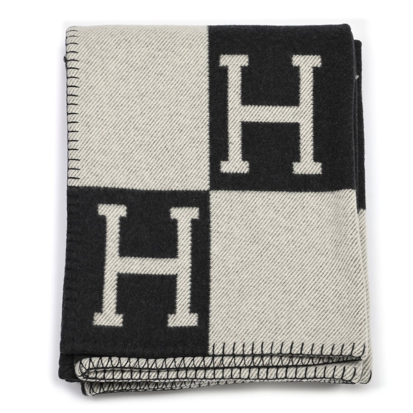 Wool Cashmere Avalon Blanket Ecru Gris Fonce