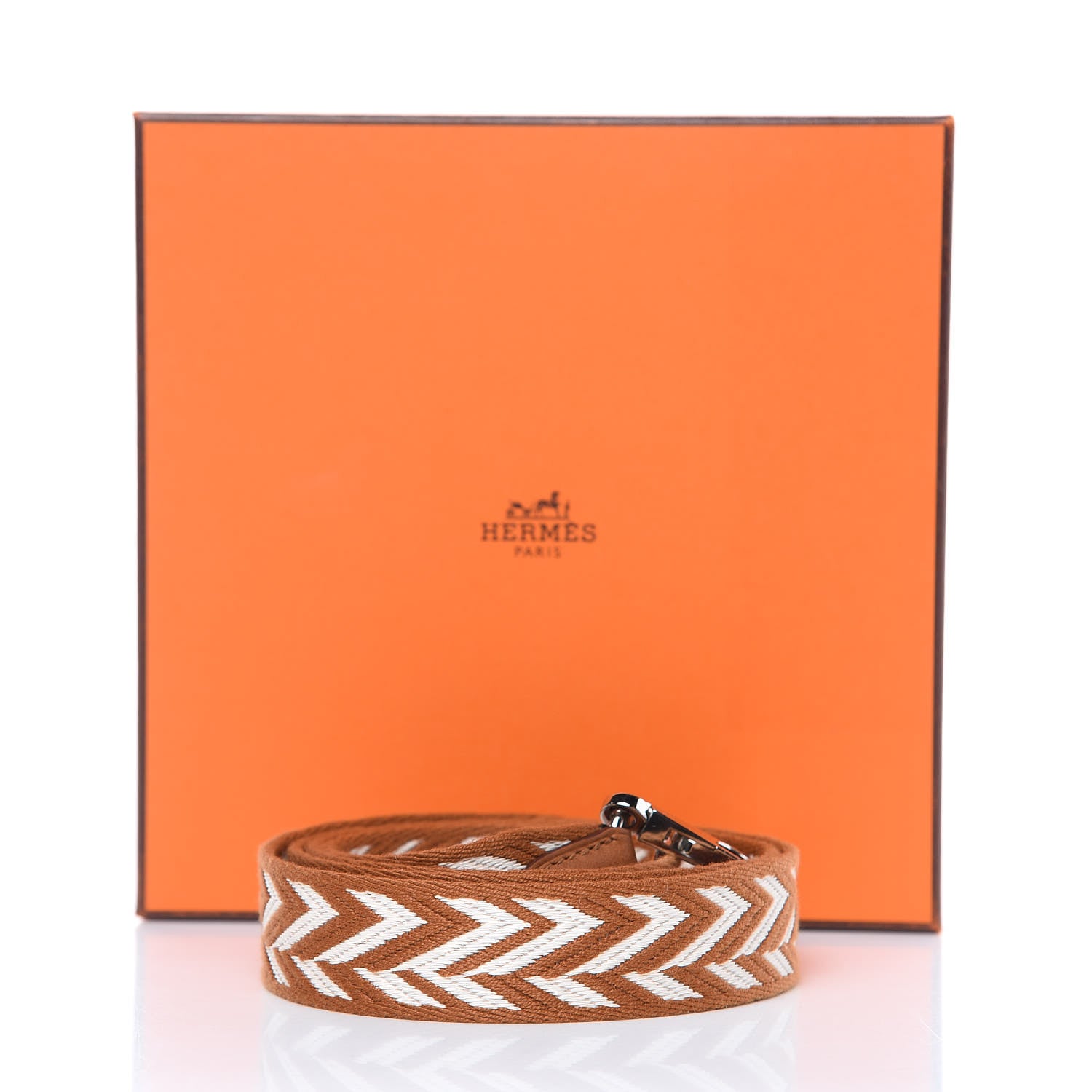 Hermes Toile Swift 25mm Sangle ZigZag Shoulder Strap Gold White 5 of 5