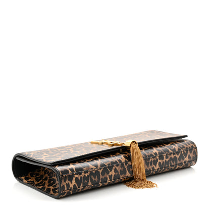 Saint Laurent Calfskin Heart Leopard Printed Classic Monogram Kate Tassel Clutch Naturale 4 of 10