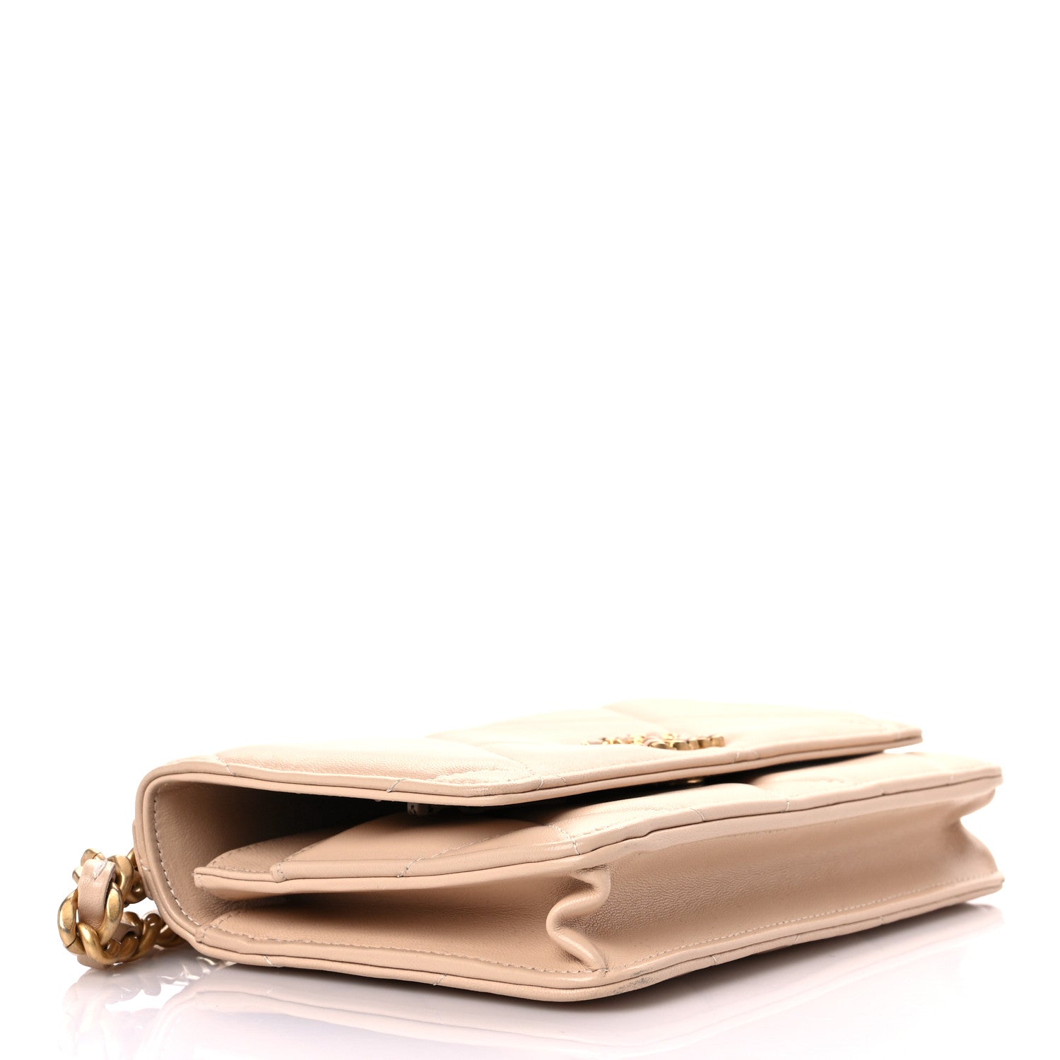 Chanel Lambskin Quilted Chanel 19 Wallet On Chain WOC Beige 4 of 14