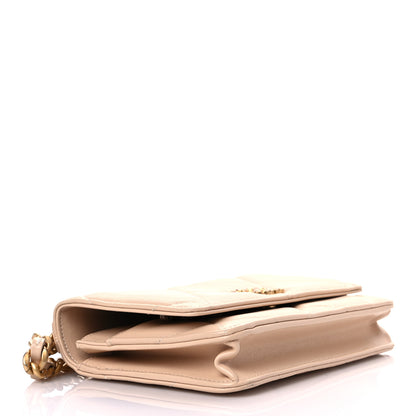 Chanel Lambskin Quilted Chanel 19 Wallet On Chain WOC Beige 4 of 14