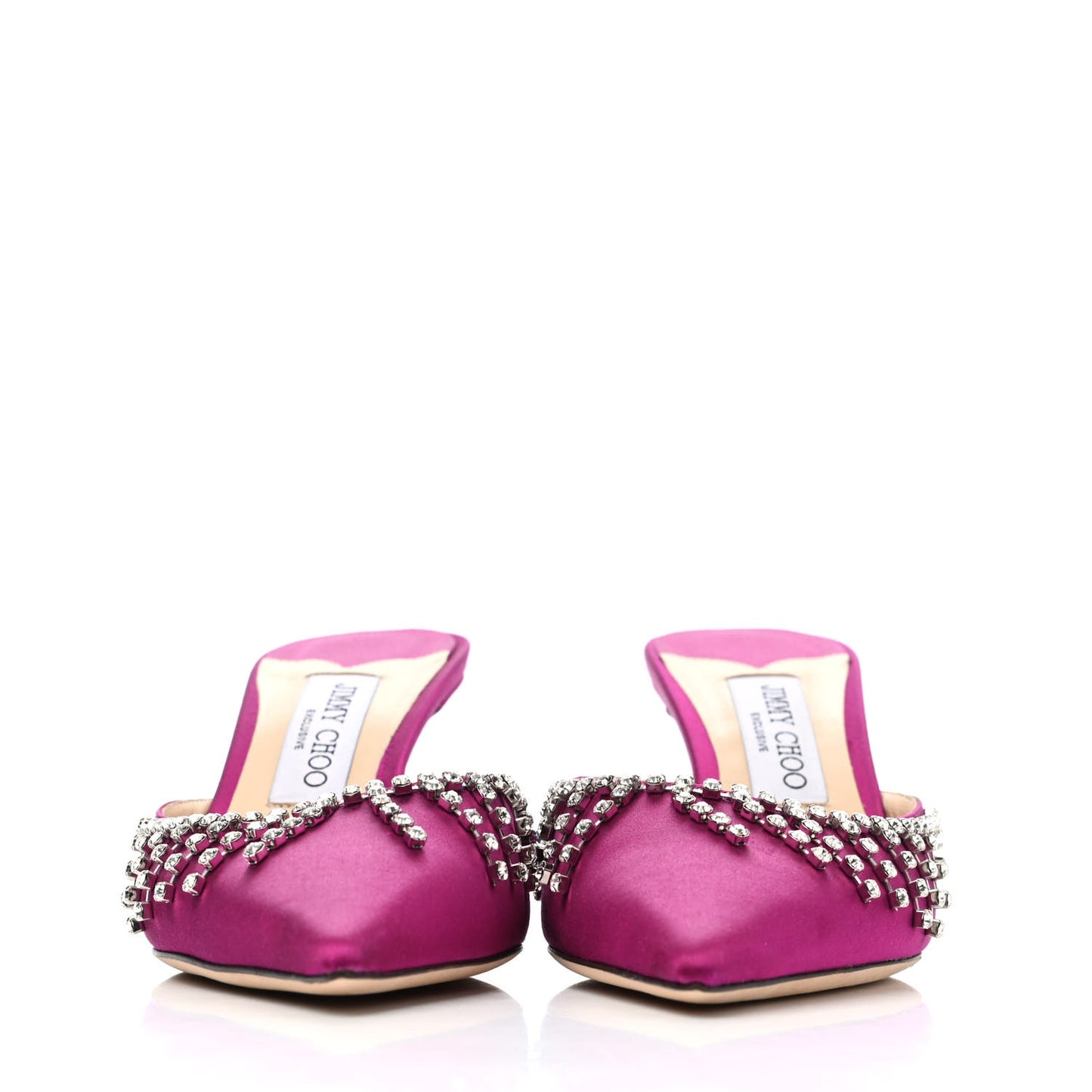 Satin Crystal Embellished Tatie Mules 40 Pink