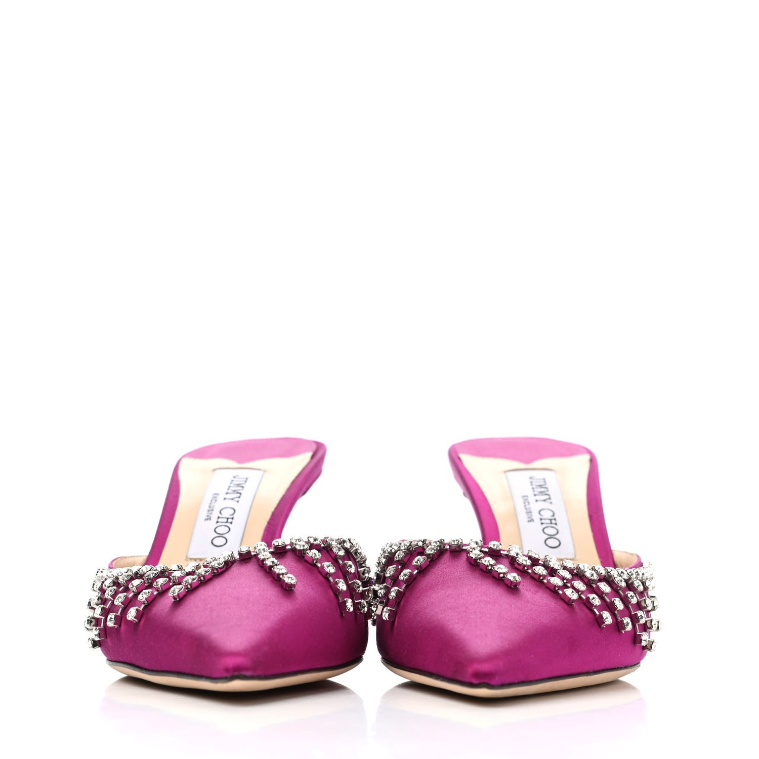 Jimmy Choo Satin Crystal Embellished Tatie Mules 40 Pink 2 of 4