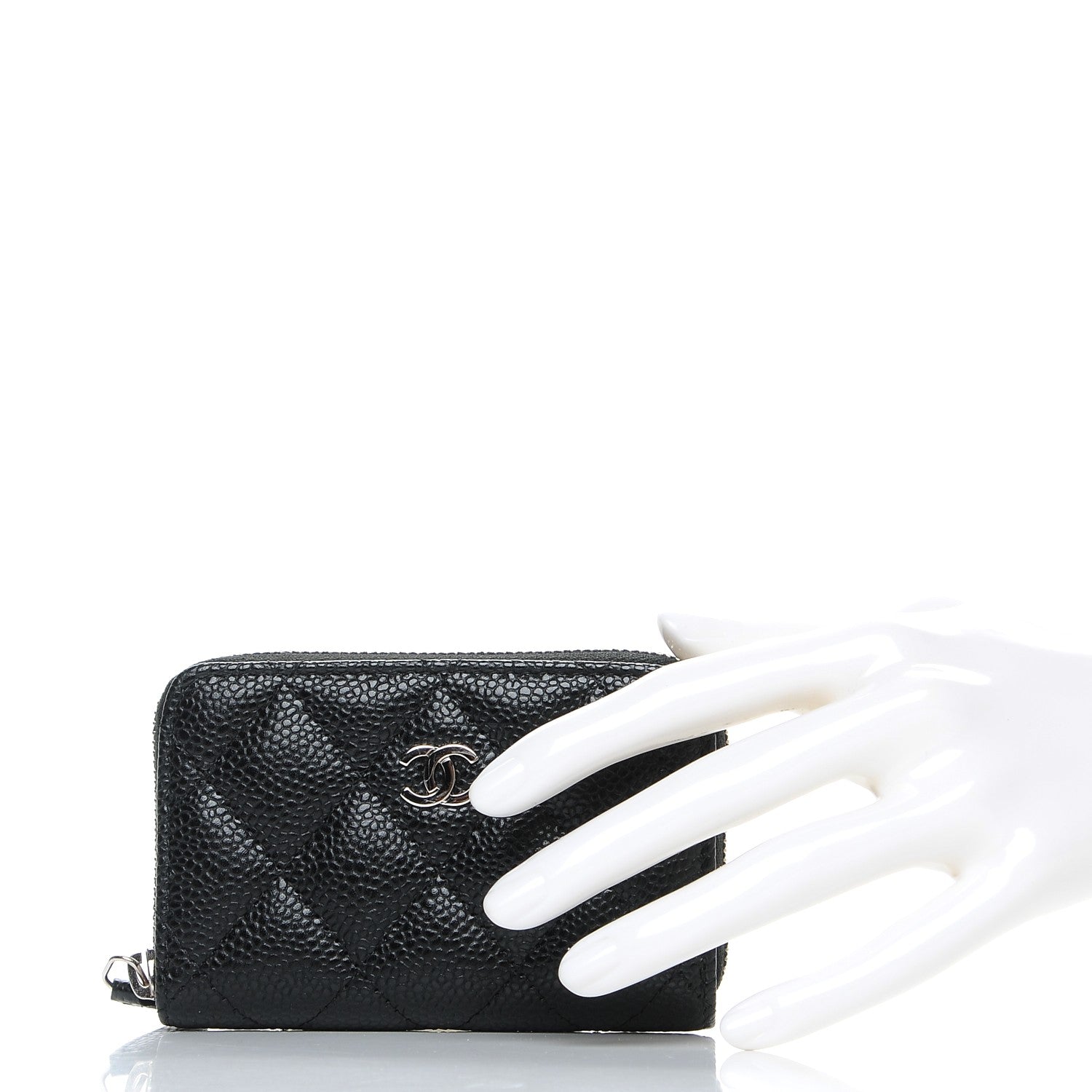 Chanel Caviar Quilted Zip Coin Purse Black 2 of 8