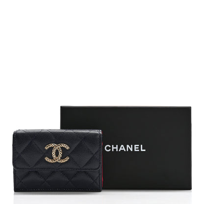 Chanel Caviar Metal Perforated Quilted Small CC Flap Wallet Navy 14 of 14