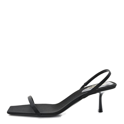 Saint Laurent Satin Slingback Jaspe 55 Sandals 40 Black 1 of 8