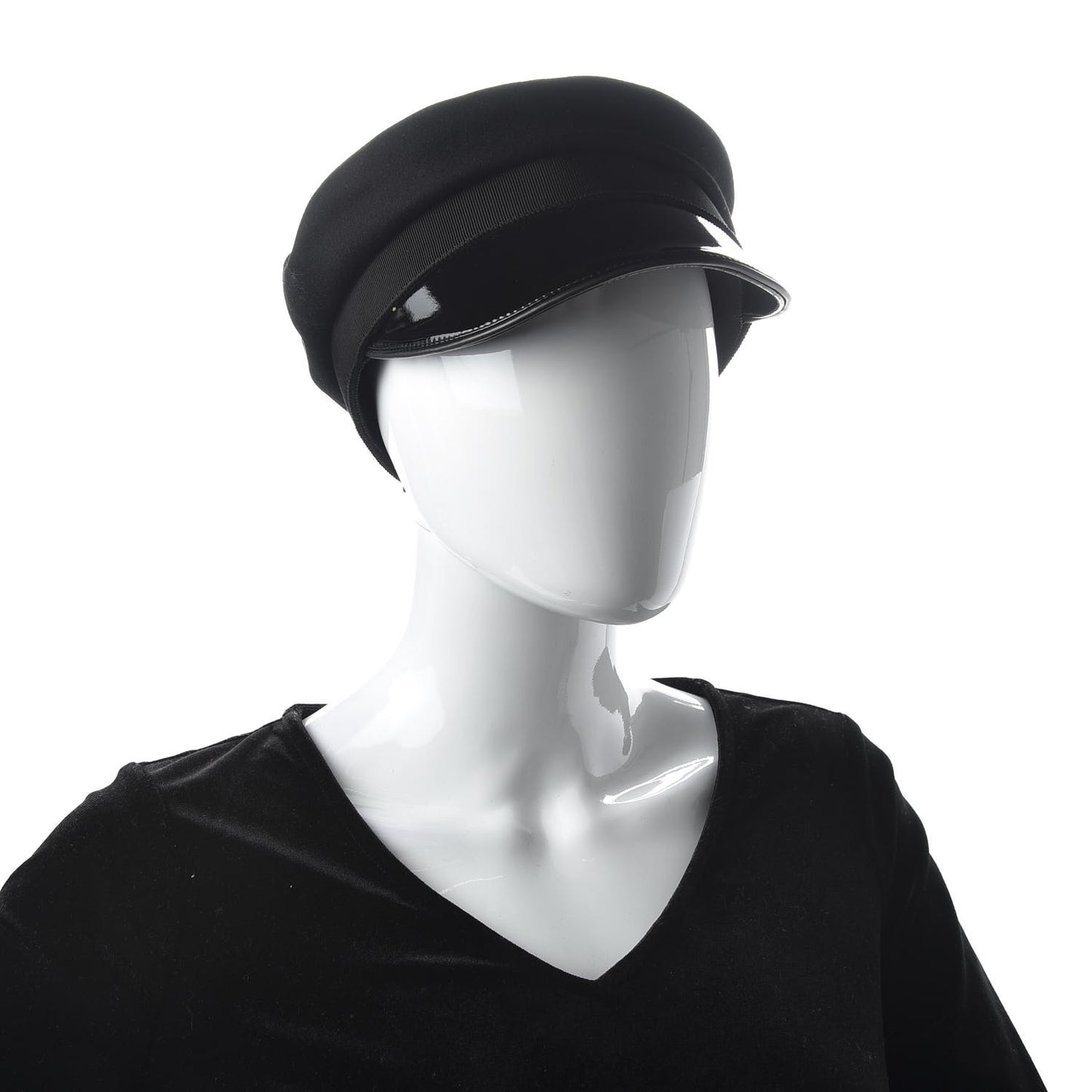 Patent Felt Newsboy Hat S Black