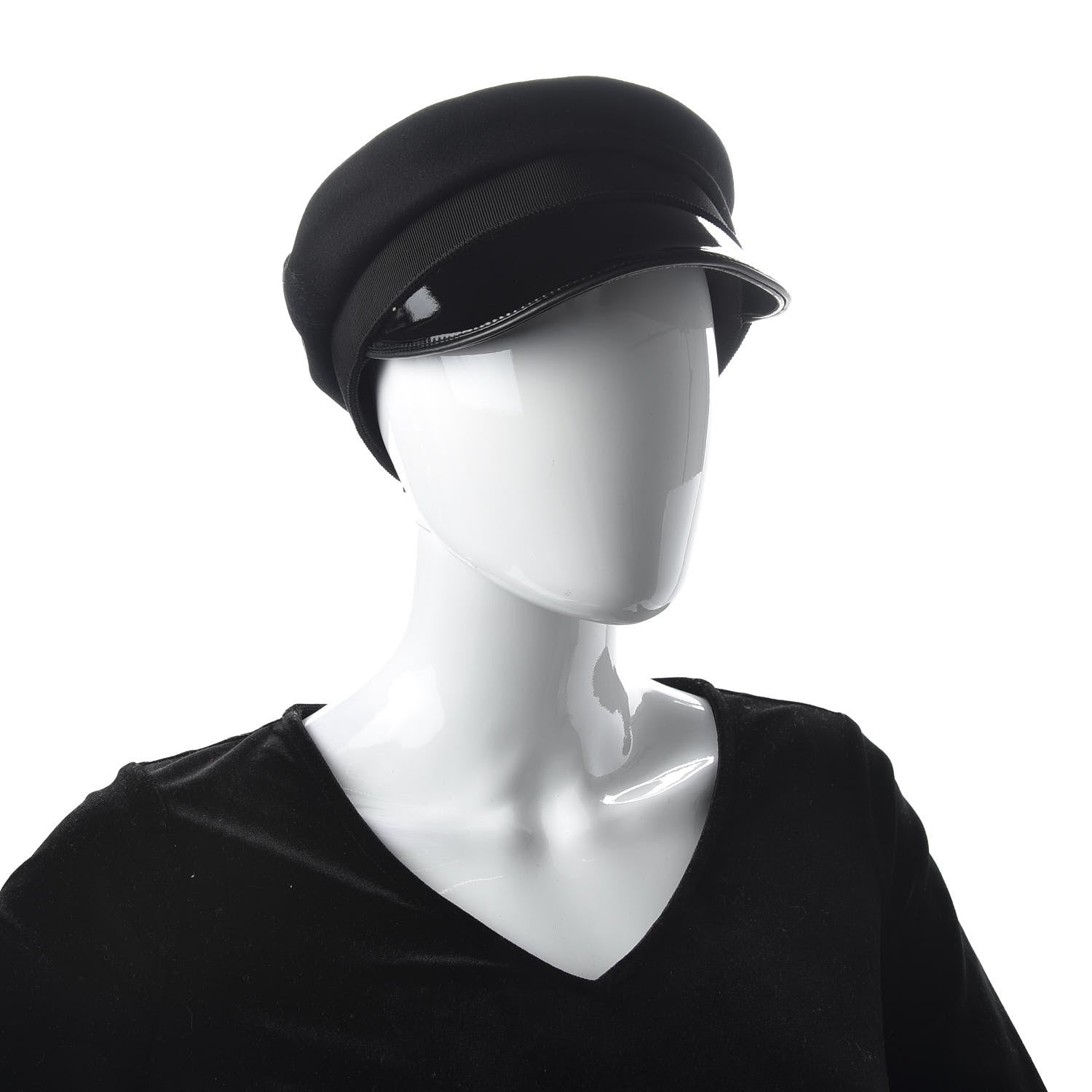 Gucci Patent Felt Newsboy Hat S Black 2 of 7