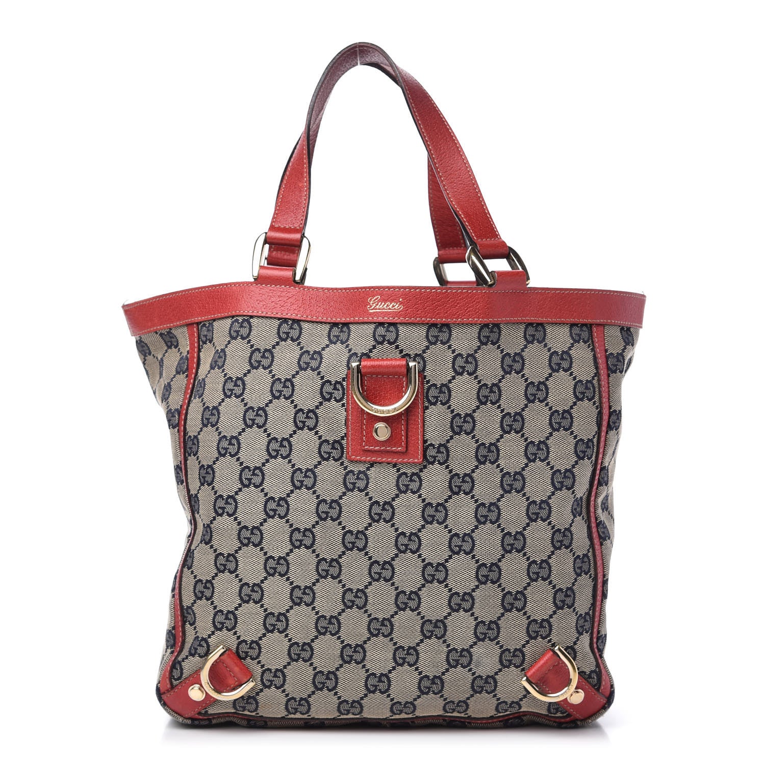 Gucci Monogram Small Abbey Tote Navy Red 1 of 10