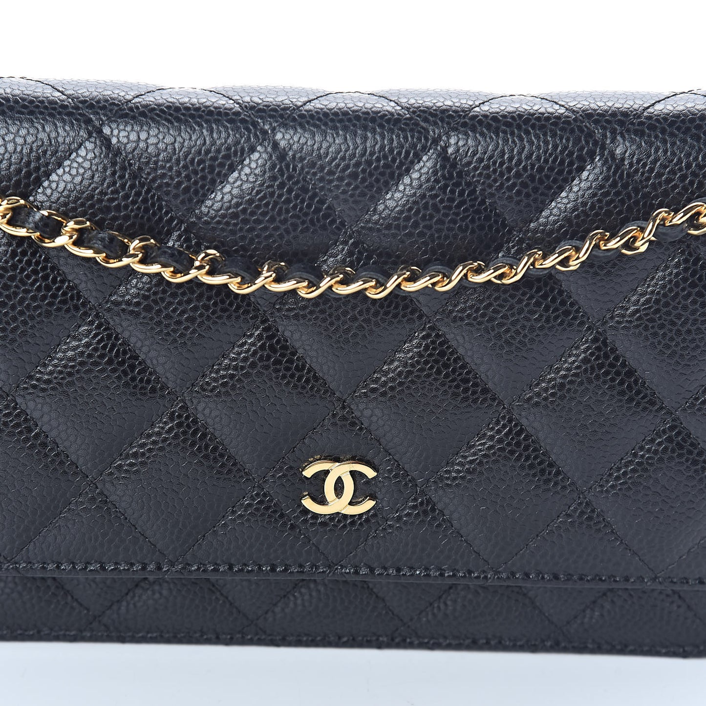 Caviar Quilted Wallet On Chain WOC Black