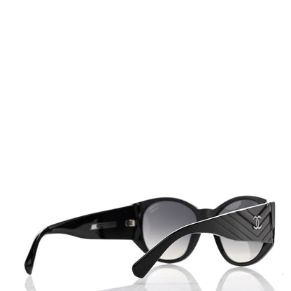 Chanel Acetate Polarized Oval Sunglasses 5411-A Black 4 of 8