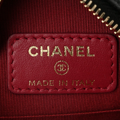 Chanel Shiny Goatskin Quilted Chanel 19 Round Clutch With Chain Black 6 of 10