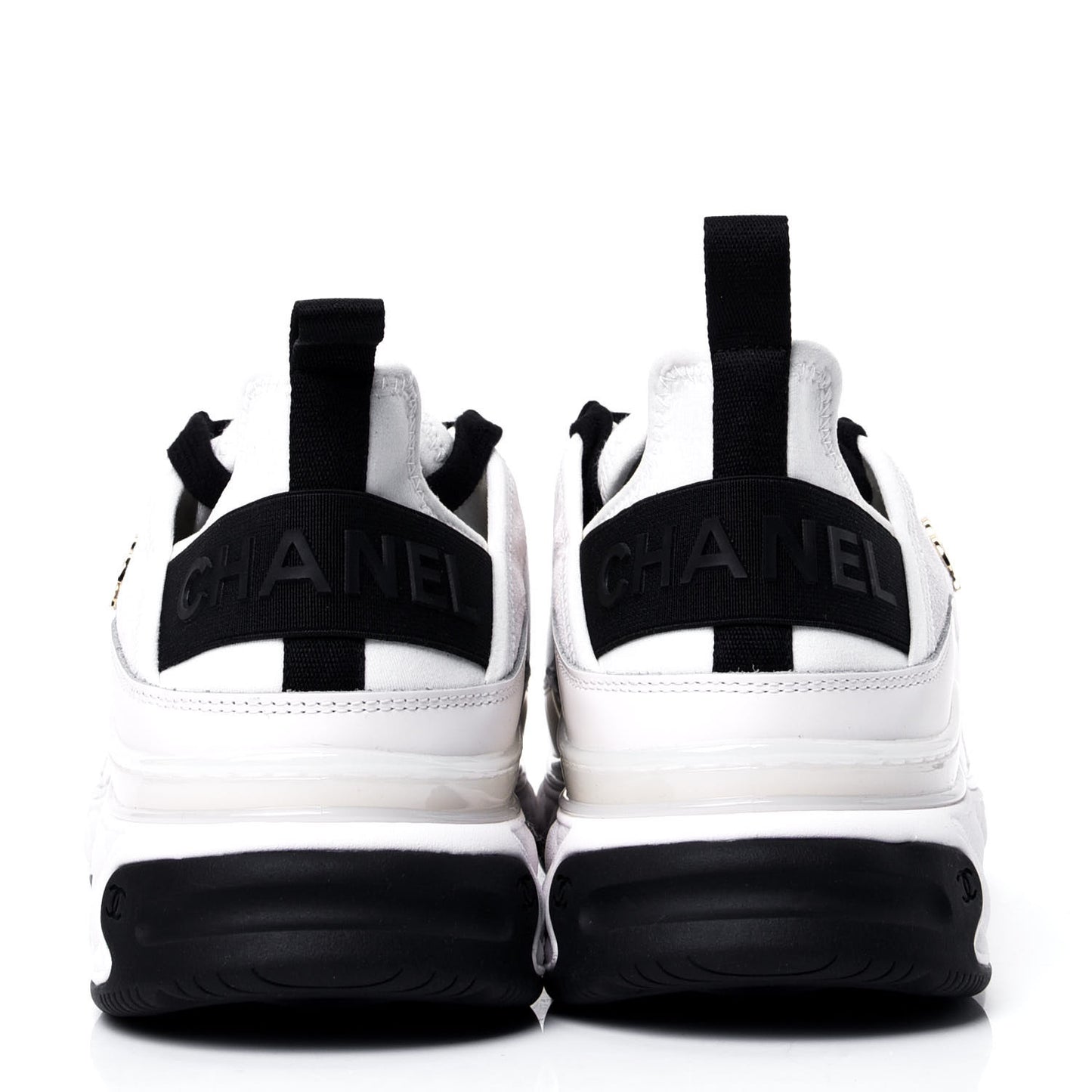 Fabric Calfskin Suede CC Sneakers 40 White Black